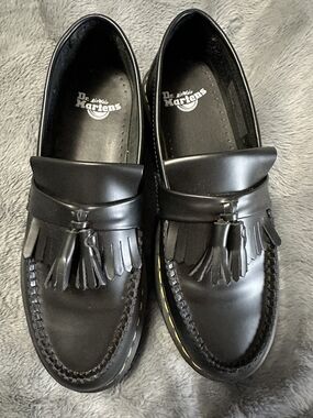 Dr. Martens Black Leather Tassel Kiltie Loafers